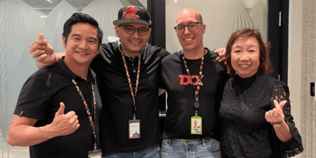 Brian with three colleagues at Google